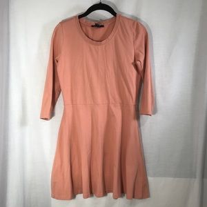 Nude Pink Skater Dress with mid length sleeves